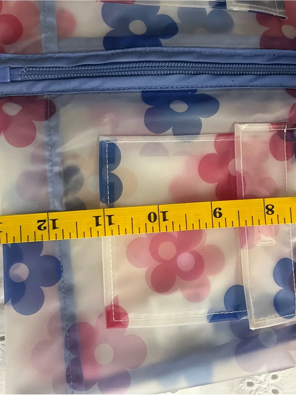 12 months Gymboree Clear Floral Raincoat with Pink and Blue Flowers